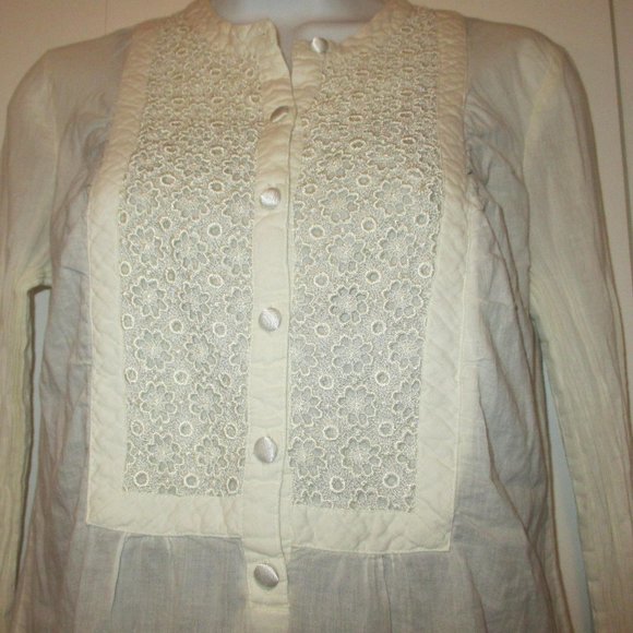 OLD NAVY Split button down Textured Vintage look Blouse Long Sleeve Cotton SZ S - Picture 1 of 12